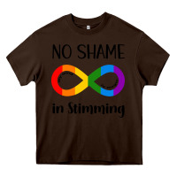 Chocolate Brown no Shame Stimming Heavy Core Tee - CowhideDigitalArt