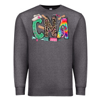 Charcoal Heather cna nurse tie dye leopard Premium Sweatshirt - RanaPortraitStore