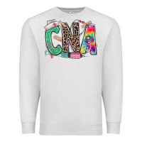 Oatmeal Heather cna nurse tie dye leopard Premium Sweatshirt - RanaPortraitStore