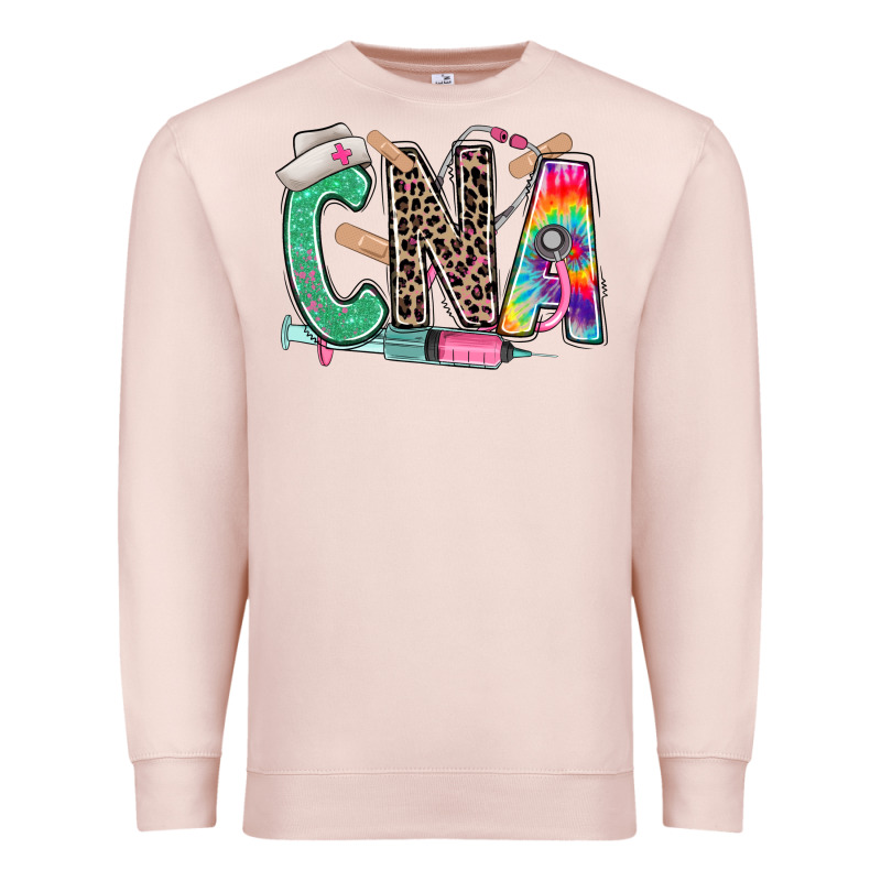 Cna Nurse Tie Dye Leopard Premium Sweatshirt by RanaPortraitStore | Teevron