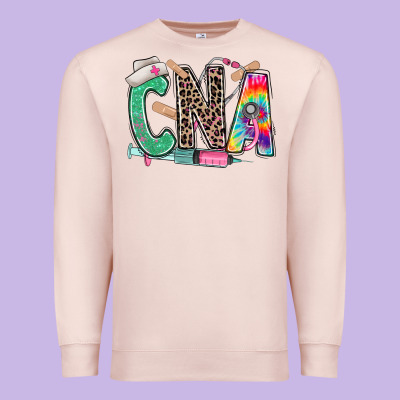 Premium Sweatshirt cna nurse tie dye leopard