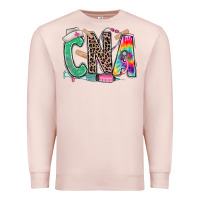 Pale Pink cna nurse tie dye leopard Premium Sweatshirt - RanaPortraitStore