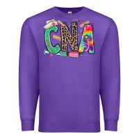 Purple cna nurse tie dye leopard Premium Sweatshirt - RanaPortraitStore