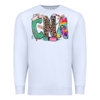 White cna nurse tie dye leopard Premium Sweatshirt - RanaPortraitStore
