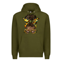 Army Green afro bun Premium Hoodie - HRA Design Shop