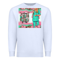 White coffee scrubs rubber gloves nurse Premium Sweatshirt - RanaPortraitStore