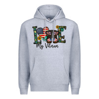Heather Grey love my veteran Premium Hoodie - CowhideDigitalArt