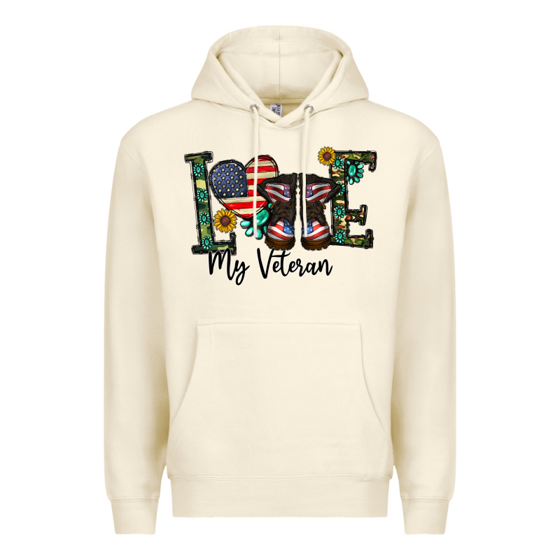 Love My Veteran Premium Hoodie by CowhideDigitalArt | Teevron