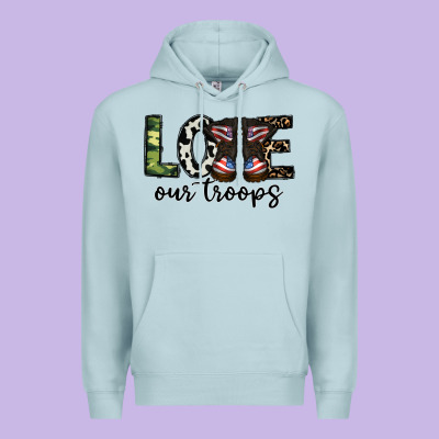 Love Our Troops Premium Hoodie Designed By Cowhidedigitalart