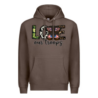 Coffee love our troops Premium Hoodie - CowhideDigitalArt