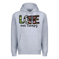 Heather Grey love our troops Premium Hoodie - CowhideDigitalArt