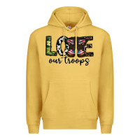 Antique Gold love our troops Premium Hoodie - CowhideDigitalArt