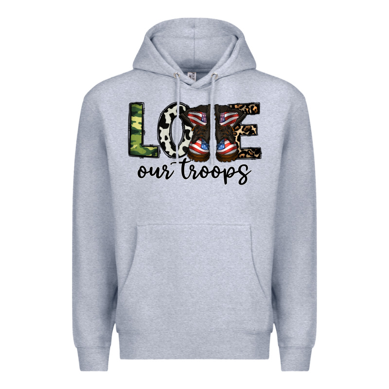 Love Our Troops Premium Hoodie by CowhideDigitalArt | Teevron