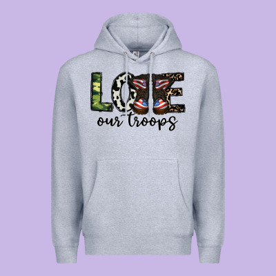 Love Our Troops Premium Hoodie Designed By Cowhidedigitalart