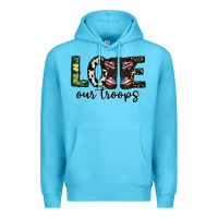 Ocean Blue love our troops Premium Hoodie - CowhideDigitalArt
