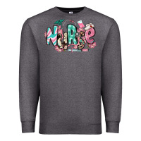 Charcoal Heather floral nurse Premium Sweatshirt - RanaPortraitStore