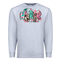 Heather Grey floral nurse Premium Sweatshirt - RanaPortraitStore