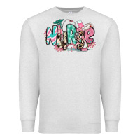 Oatmeal Heather floral nurse Premium Sweatshirt - RanaPortraitStore