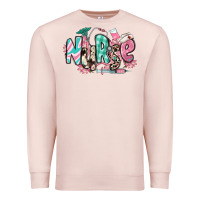Pale Pink floral nurse Premium Sweatshirt - RanaPortraitStore