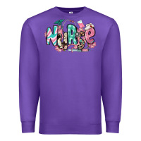 Purple floral nurse Premium Sweatshirt - RanaPortraitStore