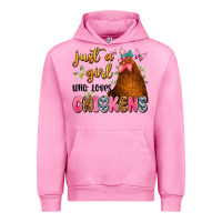 Fuchsia Pink just a girl who loves chickens Urban Hoodie - JahusDesignShop