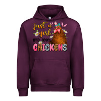 Mauve Wine just a girl who loves chickens Urban Hoodie - JahusDesignShop