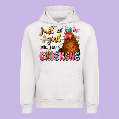 Just A Girl Who Loves Chickens Urban Hoodie Designed By Jahusdesignshop