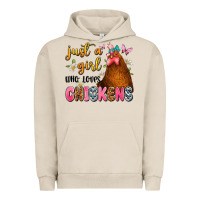 Pigment French Oak just a girl who loves chickens Urban Hoodie - JahusDesignShop