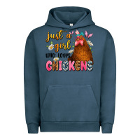 Pigment Midnight Navy just a girl who loves chickens Urban Hoodie - JahusDesignShop