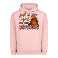 Pigment Salmon just a girl who loves chickens Urban Hoodie - JahusDesignShop