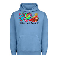 Pigment Pebble Blue peace love  summer Urban Hoodie - AdoDesignShop