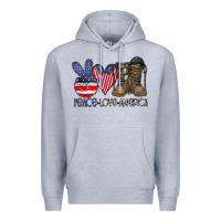 Heather Grey peace love america Premium Hoodie - CowhideDigitalArt