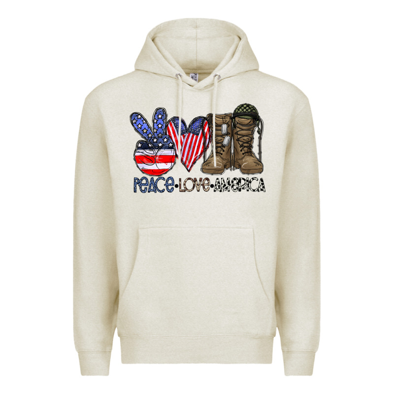Peace Love America Premium Hoodie by CowhideDigitalArt | Teevron