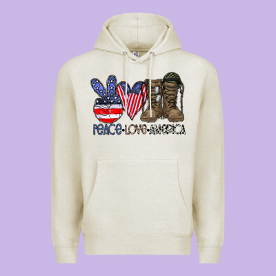 Peace Love America Premium Hoodie Designed By Cowhidedigitalart