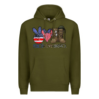 Army Green peace love america Premium Hoodie - CowhideDigitalArt