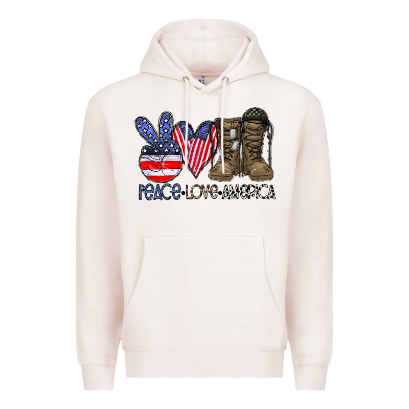 Peace Love America Premium Hoodie by CowhideDigitalArt | Teevron