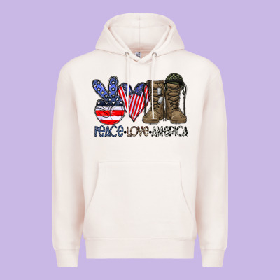 Peace Love America Premium Hoodie Designed By Cowhidedigitalart