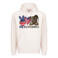 Pale Pink peace love america Premium Hoodie - CowhideDigitalArt