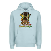 Blue Mist juneteenth black woman messy bun Premium Hoodie - HRA Design Shop