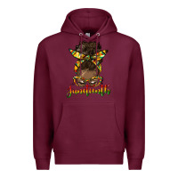 Burgundy juneteenth black woman messy bun Premium Hoodie - HRA Design Shop