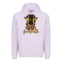 Lilac juneteenth black woman messy bun Premium Hoodie - HRA Design Shop