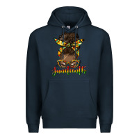 Navy juneteenth black woman messy bun Premium Hoodie - HRA Design Shop