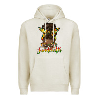 Oatmeal Heather juneteenth black woman messy bun Premium Hoodie - HRA Design Shop