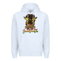 White juneteenth black woman messy bun Premium Hoodie - HRA Design Shop