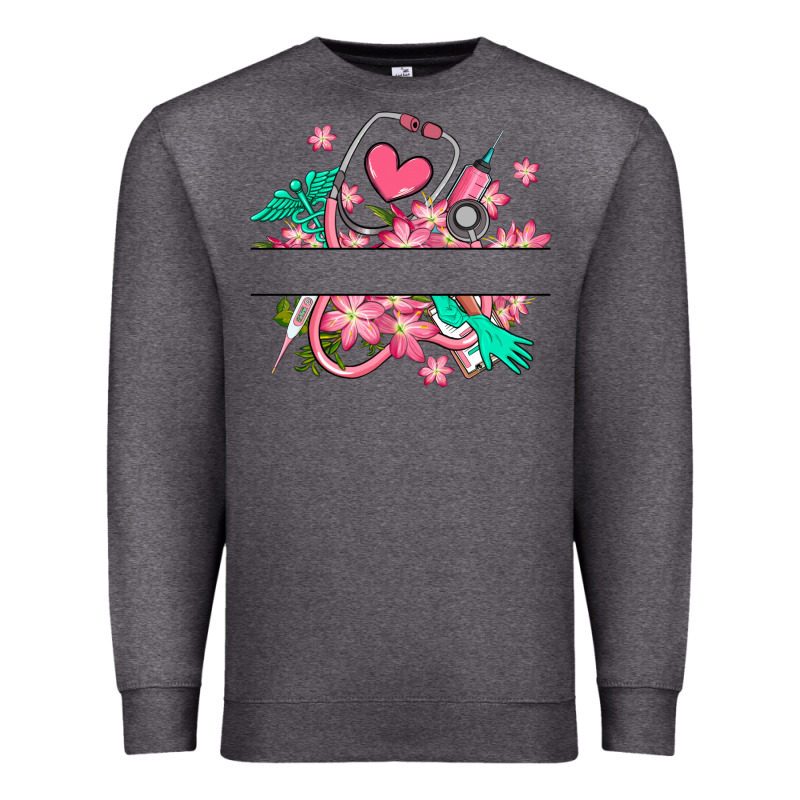 Nurse Flowers Custom Name Design Premium Sweatshirt by RanaPortraitStore | Teevron