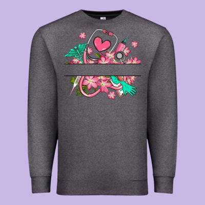 Premium Sweatshirt nurse flowers custom name design