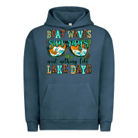 Pigment Midnight Navy boat waves sun rays aint nothing like lake days Urban Hoodie - AdoDesignShop
