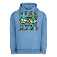 Pigment Pebble Blue boat waves sun rays aint nothing like lake days Urban Hoodie - AdoDesignShop