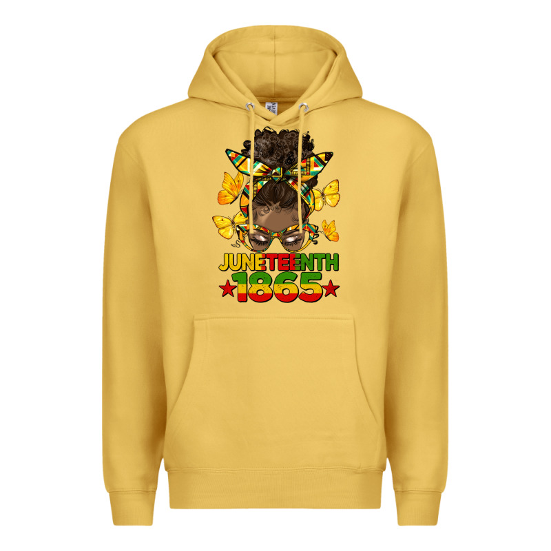 Juneteenth 1865 Afro Bun Premium Hoodie by HRA Design Shop | Teevron