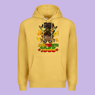 Juneteenth 1865 Afro Bun Premium Hoodie Designed By Hra Design Shop